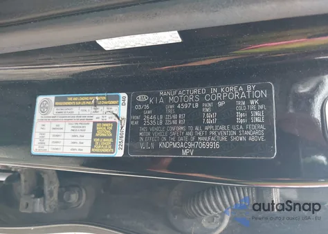 2017 Kia Sportage Lx из США, поврежденный, VIN KNDPM3AC9H7069916